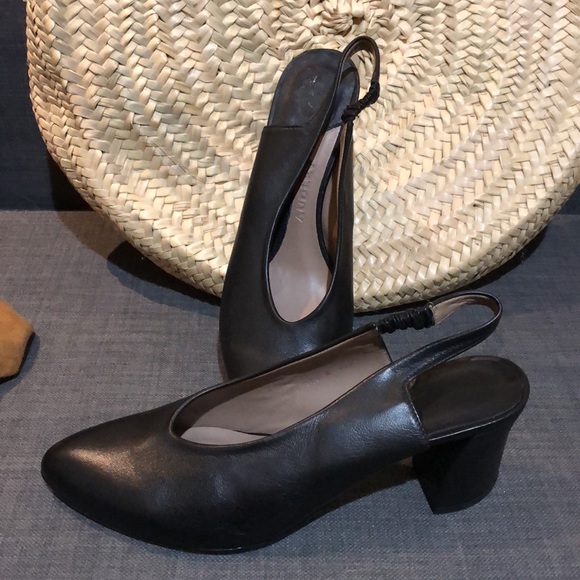 Anthropologie Shoes - Audley London Slingback Heels Pointed Toe Angular Heel
